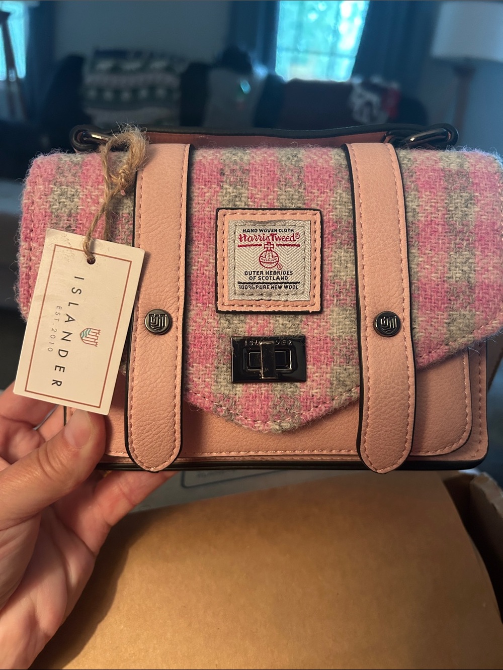 Mini Islander Pink Wool-Blend & Blush Faux-Leather Crossbody Bag